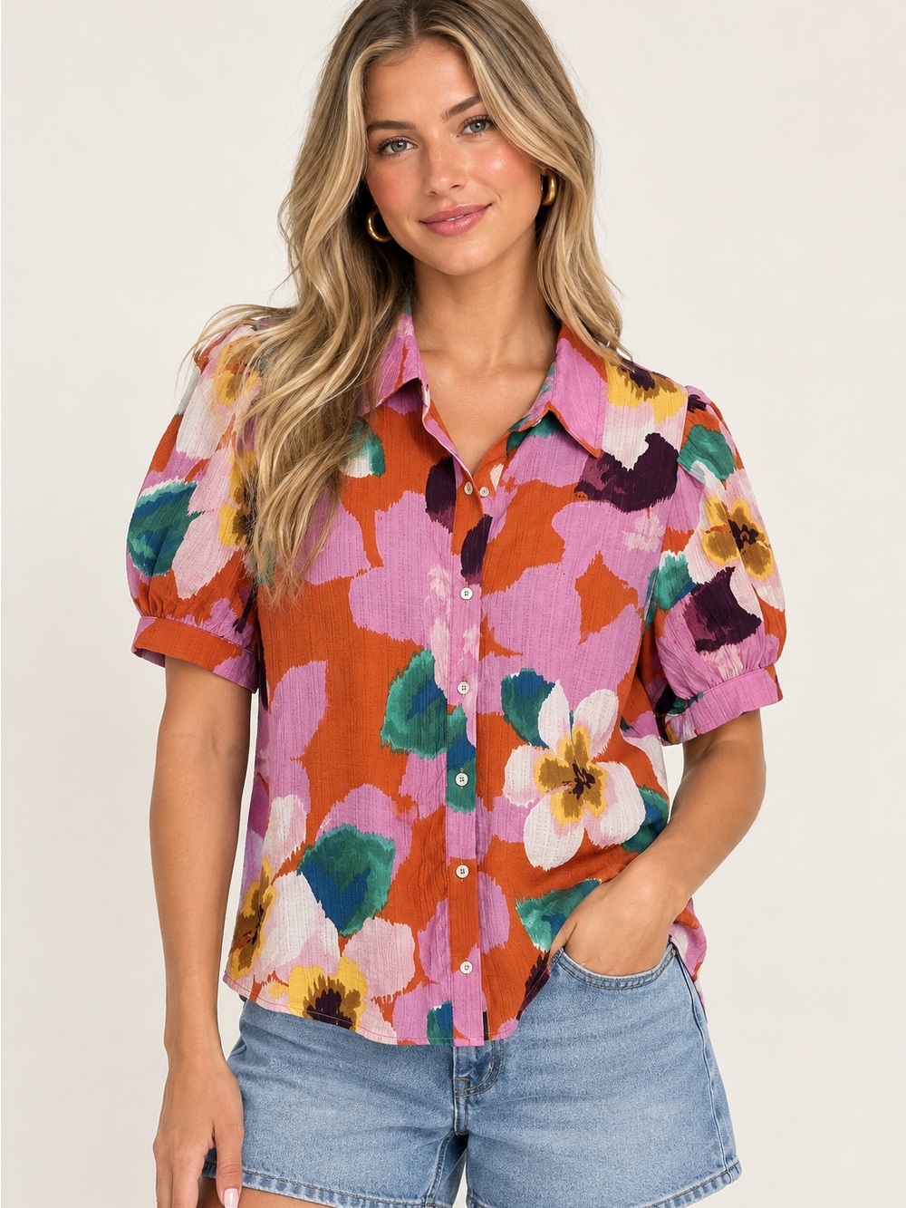 Susan Graver Multicolor Floral Top
